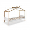 NUVEM Lit cabane enfant en bois pin massif et MDF laqué - Décor naturel et blanc - l90 x L190 cm