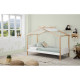 NUVEM Lit cabane enfant en bois pin massif et MDF laqué - Décor naturel et blanc - l90 x L190 cm