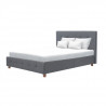 CHARLIE Lit adulte 140 x 190 cm - Tissu imitation lin gris foncé - Sommier inclus