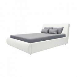 Lit adulte MILANO -  160 x 200 cm - Simili - Blanc - Sommier inclus
