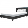 Lit adulte contemporain EDOUARD -  160 x 200 cm - Simili - Noir - Systeme d'éclairage LED - Sommier inclus
