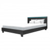 Lit adulte contemporain EDOUARD - 180 x 200 cm - Simili - Noir - Systeme d'éclairage LED - Sommier inclus