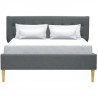 WING Lit adulte vintage - Tissu Gris foncé - Sommier inclus - 140 x 190 cm