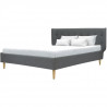 WING Lit adulte vintage - Tissu Gris foncé - Sommier inclus - 160 x 200 cm