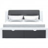 Lit  adulte contemporain SCARLETTE -  140 x 190 cm - Simili - Gris foncé/blanc  - Tiroirs de rangement - Sommier inclus