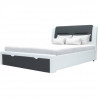 Lit  adulte contemporain avec tiroirs de rangement - Simili Gris foncé/blanc - Sommier inclus - 160 x 200 cm - SCARLETTE