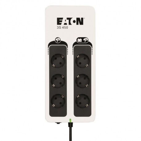 Onduleur/Multiprise/Parafoudre Eaton 3S 450 DIN - Off-line UPS - 3S450D - 450VA (6 prises DIN européennes) - Noir&Blanc