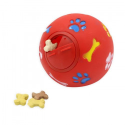 TYROL Balle a friandises - Avec ouverture ajustable - Rouge - Pour chien