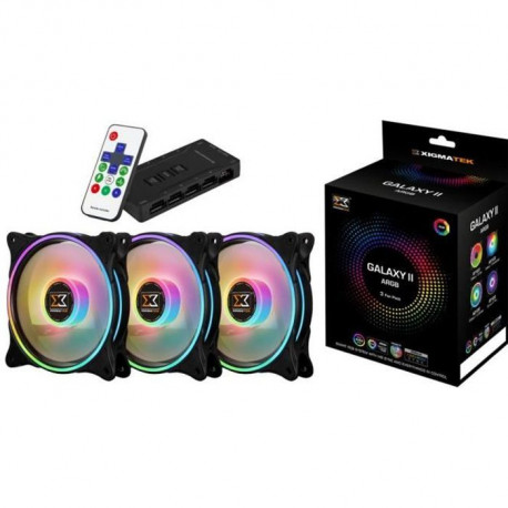 XIGMATEK Galaxy II Pro AT120 ARGB (Pack 3) - Ventilateur 120mm A-RGB pour boitier PC