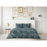 LOVELY HOME Parure de couette 220x240 cm + 2 taies d'oreiller 65x65 cm - 100% Coton VIENNE - Bleu nuit