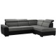 Canapé angle réversible panoramique 4 places KYLIAN - Tissu gris et Anthracite - L 258 x P 187 x H 77/89 cm