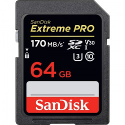 SANDISK Carte mémoire flash Extreme Pro - 64 Go - Video Class V30 / UHS-I U3 / Class10 - SDXC UHS-I