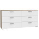 Commode 6 tiroirs - Décor chene et blanc mat - Contemporain - L 159,9 x P 41,3 x H 75,8 cm
