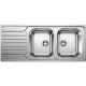 évier cuisine inox brossé 116 x 50cm, a encastrer, 2 cuves égouttoir réversible, BLANCO DINAS 8S, garanti ... vie, vidage aut…