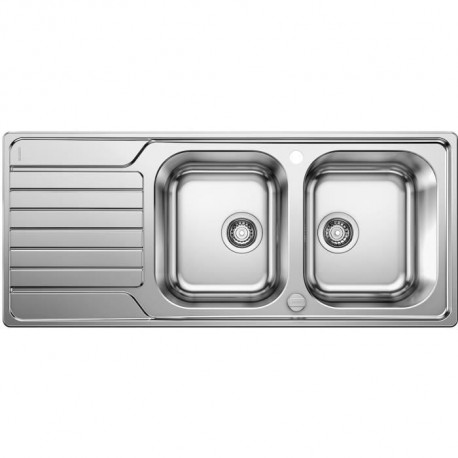 évier cuisine inox brossé 116 x 50cm, a encastrer, 2 cuves égouttoir réversible, BLANCO DINAS 8S, garanti ... vie, vidage aut…