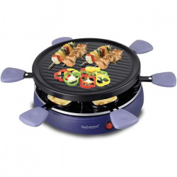 TECHWOOD TRA-63 - Appareil a raclette Grill Electrique 800W - 6 Poelons a fromage anti-adhérents - Poignées isolante - Violet