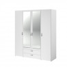 PARISOT Armoire - Ddécor blanc - 4 portes + miroir - L 160 x P 51 x H 185 cm - VARIA