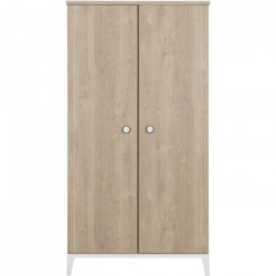 Armoire de chambre enfant - Panneaux de particules - Marron - 2 portes - Style contemporain - L 102 x H 195 x P 58 cm