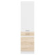 JUNONA Colonne de cuisine L 50 cm - Blanc brillant et décor chene San Remo clair