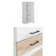 JUNONA Colonne de cuisine L 50 cm - Blanc brillant et décor chene San Remo clair
