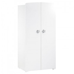 BABY PRICE Armoire chambre bébé 2 portes - Boutons étoile gris - New Basic