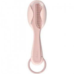 BÉABA, Peigne + brosse a cheveux, bébé/enfant, Systeme de rangement du peigne intégré au dos de la brosse, Old Pink