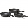 KITCHEN FUN BY BEKA - 13955974 - LOT DE 3 PoeLES KITCHEN ROC 20-24-28 CM EN ALUMINIUM ASPECT FORGE -TOUS FEUX + INDUCTION