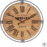 Pendule style colonial - Ø 58 x Ep. 4,5 cm - Marron