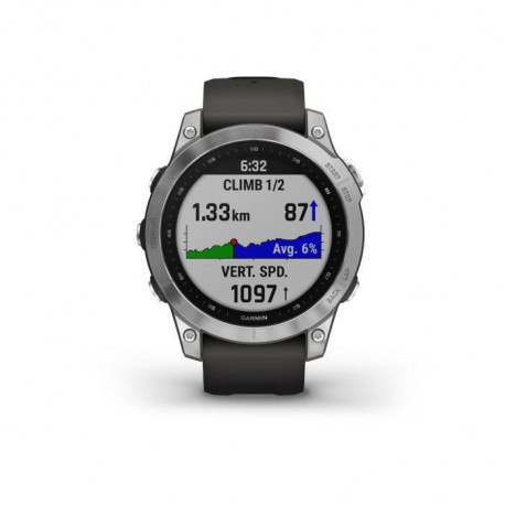 GARMIN Fenix 7 - Montre GPS de sport connectée - Silver avec bracelet gris
